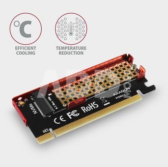 AXAGON PCEM2-S PCI-E 3.0 16x - M.2 SSD NVMe, up to 80mm SSD, low profile, cooler