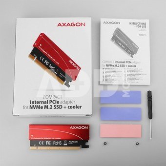 AXAGON PCEM2-S PCI-E 3.0 16x - M.2 SSD NVMe, up to 80mm SSD, low profile, cooler