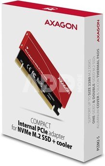 AXAGON PCEM2-S PCI-E 3.0 16x - M.2 SSD NVMe, up to 80mm SSD, low profile, cooler