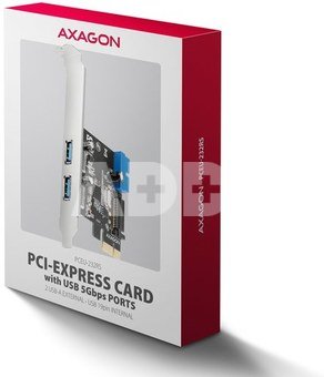 AXAGON PCI-Express card with a pair of internal and a pair of external USB 5Gbps ports | PCEU-232RS