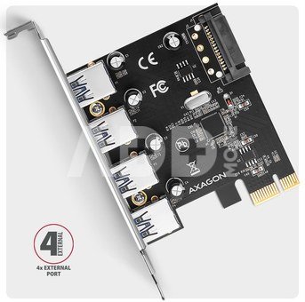 AXAGON PCI-Express card with four external USB-A 5Gbps ports | PCEU-430RS