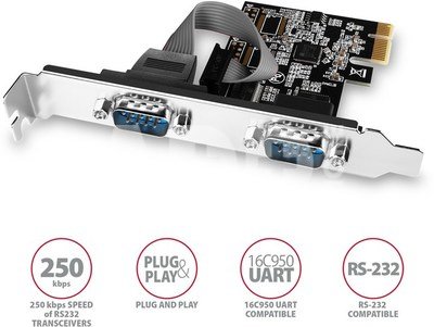 AXAGON PCI-Express card with two 250 kbps serial ports | PCEA-S2N