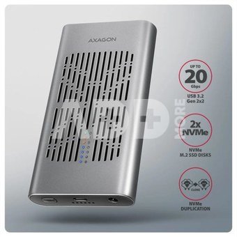 AXAGON USB-C 20Gbps Dual M.2 NVMe SSD CLONE MASTER Enclosure | EEM2-20GD