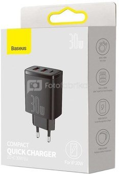 BASEUS Compact Quick Charger 2U+C 30w EU Black