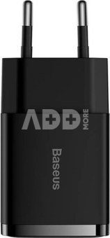 Baseus Compact Quick Charger, 2x USB, 10.5W (black)