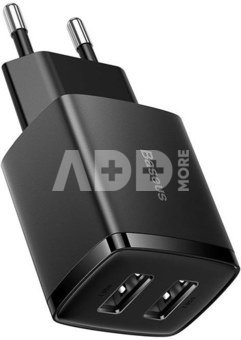 Baseus Compact Quick Charger, 2x USB, 10.5W (black)