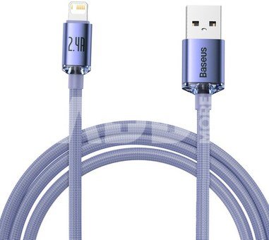 Baseus Crystal Shine Series cable USB cable for fast charging and data transfer USB Type A - Lightning 2.4A 2m purple