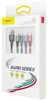Baseus Fast USB cable 4in1 USB-C / 2x Lightning / Micro 3,5A 1,2m - black