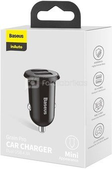 BASEUS Grain pro Car Charger (DUAL USB 4.8A) Black