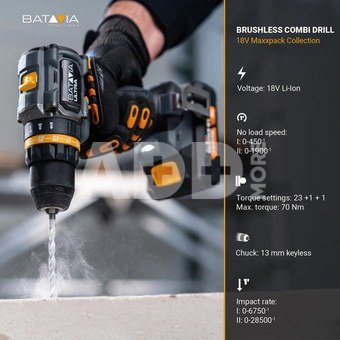 Batavia B.V. 18V Cordless Brushless Combi Drill 70 Nm, Without Battery and Charger