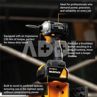 Batavia B.V. 18V Cordless Brushless Impact Driver 230 Nm, Without Battery and Charger