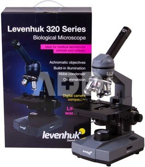 Biologinis mikroskopas su koordinuotu stumdomu staliuku Levenhuk 320 40x-1000x