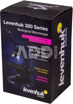 Biologinis mikroskopas su koordinuotu stumdomu staliuku Levenhuk 320 40x-1000x