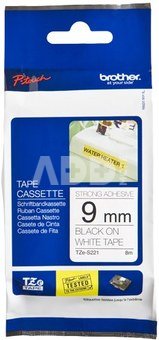 Brother TZ-ES221, 9mm, black on white, strong adhesive, p-touch tape