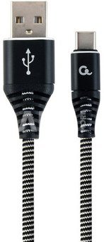 Cablexpert | Premium cotton braided Type-C USB charging and data cable, 1 m | CC-USB2B-AMCM-1M-BW