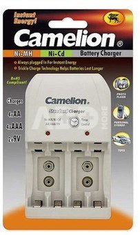 Camelion Overnight Charger BC-0904S (without batteries), Plug-in Charger for 2 or 4 NI-MH/NI-Cd AA/AAA or 1-2 x 9-Volt-Block/ LED Indicators/ Low Charge Current for Longer Battery Life/ Reverse Polarity Protection/ 0 Voltage Jump Start