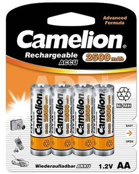 Camelion Rechargeable Batteries Ni-MH AA (R06), 2500mAh, 4-pack, incl. battery cases for 4x accus/batteries