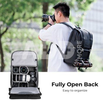 Camera Backpack, Lightweight Camera Bags for Photographers Large Capacity Camera Case with Rain Cover for 15.6 Inch Laptop, DSLR Cameras ( All Black )