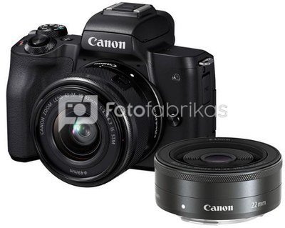 Canon EOS M50 Kit black + EF-M 15-45 + EF-M 22 mm
