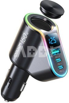 Car charger Joyroom JR-CL21, 4-in-1, 1x USB QC3.0, 2x USB-C PD 150W (black)