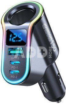 Car charger Joyroom JR-CL21, 4-in-1, 1x USB QC3.0, 2x USB-C PD 150W (black)