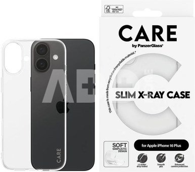 CARE by PanzerGlass Case Fashion X-Ray Soft Basic | Back protection | Apple | iPhone 16 Plus | Recycled plastic | Transparent