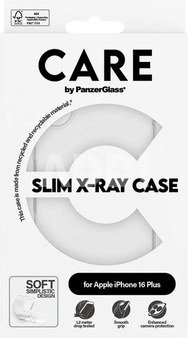 CARE by PanzerGlass Case Fashion X-Ray Soft Basic | Back protection | Apple | iPhone 16 Plus | Recycled plastic | Transparent