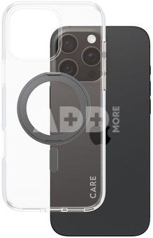 CARE by PanzerGlassFeature Case Transparent w. Black Kickstand & MagSafe iPhone 16 Pro Max | CARE