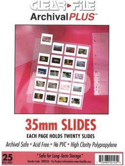 Clearfile PP slide film sleeves 35mm, fits 20 slide film, (25 sheets) CF25B