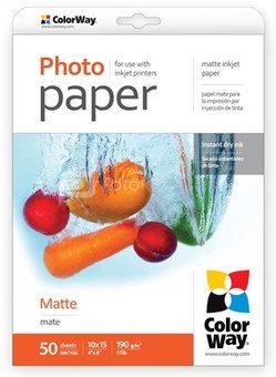 ColorWay Matte Photo Paper, 10x15, 190 g/m2, 50 sheets