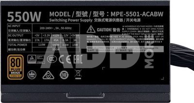 Cooler Master Power Supply MWE Bronze 550W V2 80+ Bronze