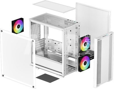Deepcool ARGB Micro-ATX CASE CC360 White, Mini-ITX / Micro-ATX, 4, Power supply included No, 1x USB3.0, 1x USB2.0, 1x Audio, ABS+SPCC+Tempered Glass, 1&times;120mm