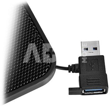 Deepcool ergonomic stand- cooler. black , USB 3.0 pass- truoght, it can be used as a notebook stand and/or cooling pad. The adjustable anti-skid holders are compatible ~15.6" laptops. The two 140mm silent fan and full range mesh surface with aerodynamic designed intake provide silent and efficient cooling.