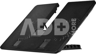 Deepcool ergonomic stand- cooler. black , USB 3.0 pass- truoght, it can be used as a notebook stand and/or cooling pad. The adjustable anti-skid holders are compatible ~15.6" laptops. The two 140mm silent fan and full range mesh surface with aerodynamic designed intake provide silent and efficient cooling.