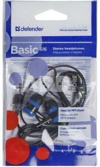 Defender EARPHONES BASIC 616 BLACK-BLUE