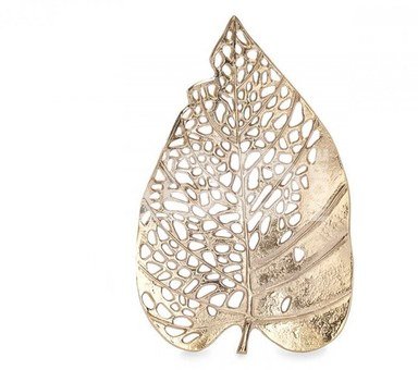 Dekoracija Lapas metalinis, aukso spalva 26x41x4 cm Giftdecor 91470