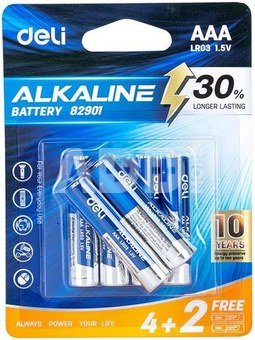 Deli Alkaline batteries AAA LR03 4+2pcs