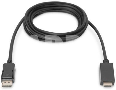Digitus Adapter Cable Displayport 1.2 with interlock 4K 60Hz UHD Typ DP/HDMI A M/M black 2 m