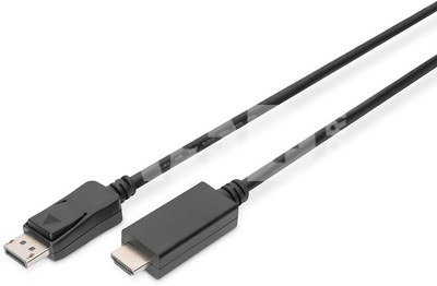 Digitus Adapter Cable Displayport 1.2 with interlock 4K 60Hz UHD Typ DP/HDMI A M/M black 2 m