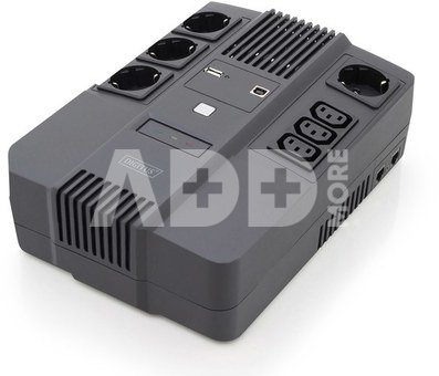 Digitus All-in-One UPS, 600VA/360W, LED 12V/7Ah x1, 4x CEE 7/7,3x IEC C13, USB, RJ45