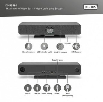 DIGITUS All-In-One Video Bar Pro 4K Videokonferenz-SystemSet ePTZ