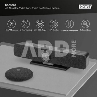 DIGITUS All-In-One Video Bar Pro 4K Videokonferenz-SystemSet ePTZ