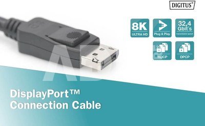 Digitus Connection Cable Displayport 8K 30Hz UHD Typ DP/DP M/M black 2m