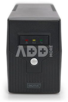 Digitus Line-Interactive UPS DN-170063, 600VA, 360W, 1x 12V/7Ah battery, 2x CEE 7/7 outlet, 2x RJ-11, 1x USB 2.0 type B, LED, Simulated Sine Wave, 298x101x142mm, 4.35kg