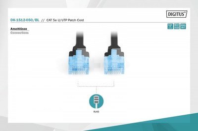Digitus Patch cord RJ45/RJ45 U/UTP kat. 5e 5,0m AWG 26/7 PVC black