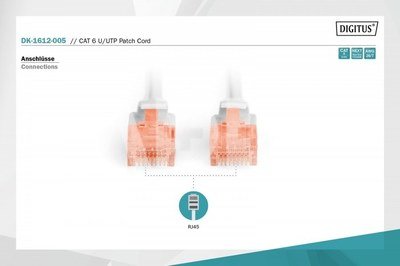 Digitus Patch cord U/UTP cat.6 PVC 0,5m grey