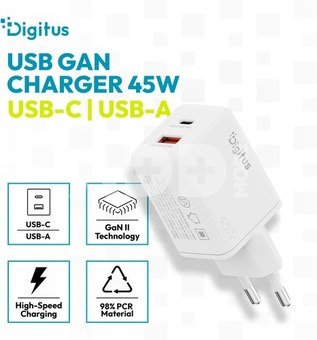 Digitus | USB GaN Charger 45W, 1x USB-C, 1x USB-A | DA-10302