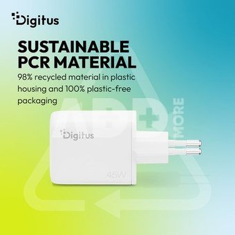 Digitus | USB GaN Charger 45W, 1x USB-C, 1x USB-A | DA-10302