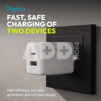 Digitus | USB GaN Charger 45W, 1x USB-C, 1x USB-A | DA-10302