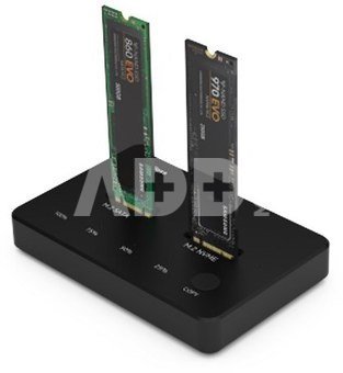 SSD Dual Bays Docking Station M.2 NVME+SATA, USB-A, USB-C C